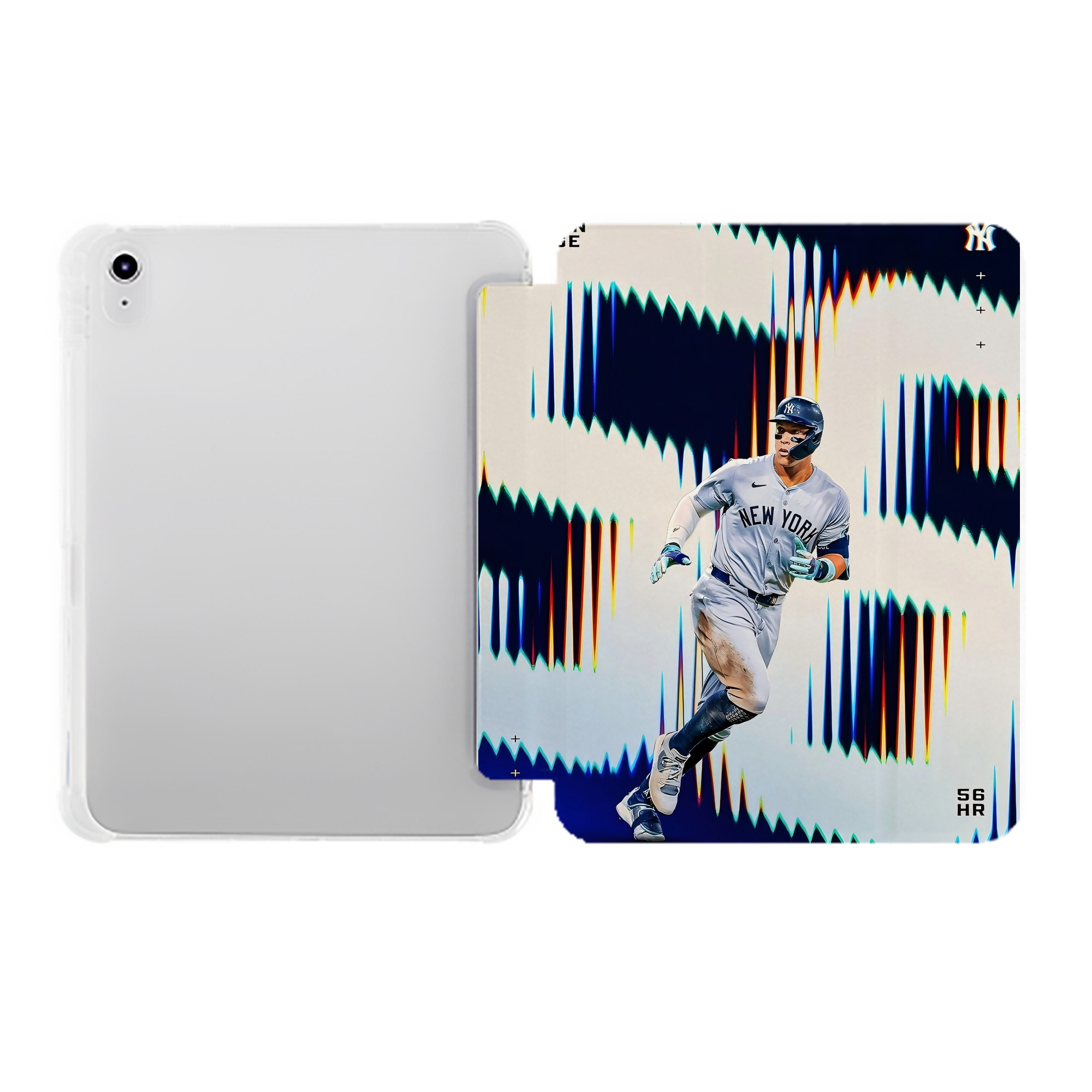 Aaron Judge 56 Home Runs Premium Tri-Fold PU Leather & Silicone IPad Case With Pencil Slot – Fits 9.5,10.5,10.9 – Adjustable Stand, Slim, Protective